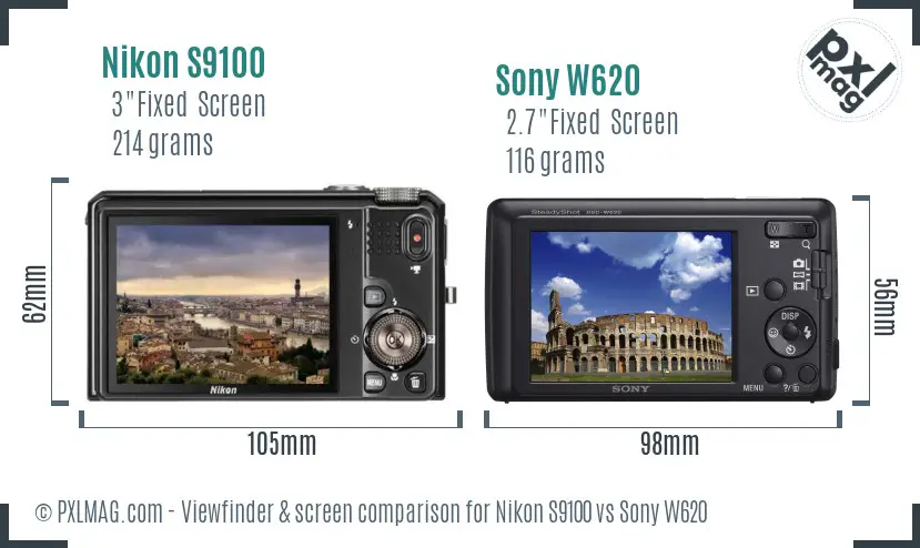 Nikon S9100 vs Sony W620 Screen and Viewfinder comparison Nikon S9100 vs Sony W620 Screen and Viewfinder comparison
