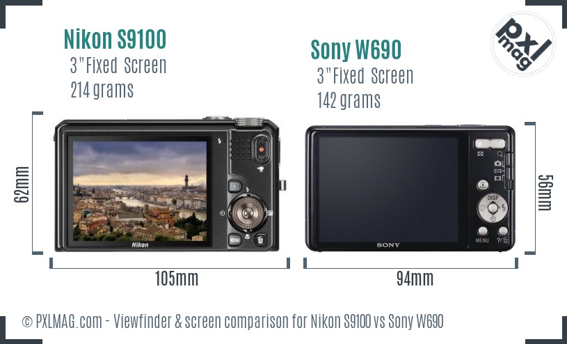 Nikon S9100 vs Sony W690 Screen and Viewfinder comparison