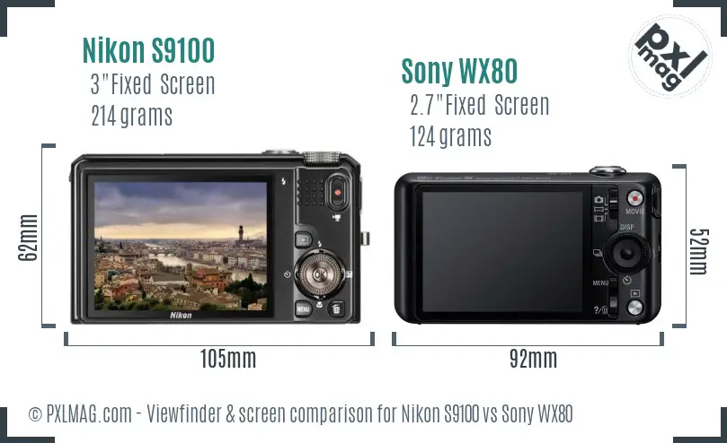 Nikon S9100 vs Sony WX80 Screen and Viewfinder comparison Nikon S9100 vs Sony WX80 Screen and Viewfinder comparison