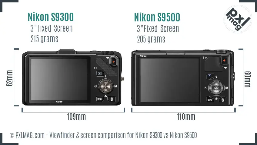 Nikon S9300 vs Nikon S9500 Screen and Viewfinder comparison