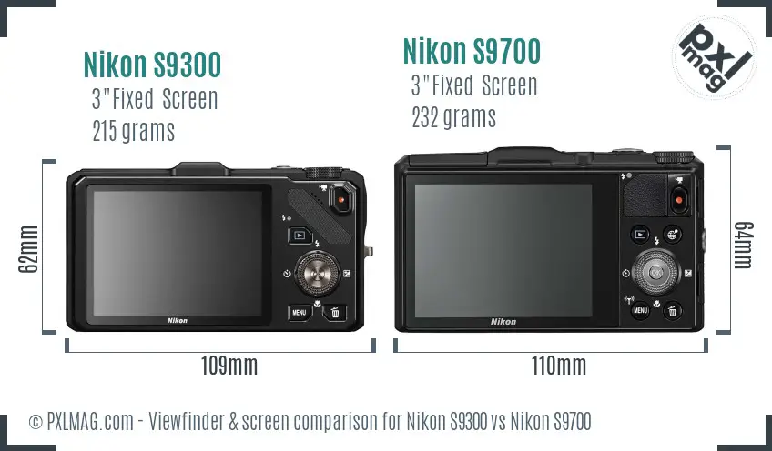 Nikon S9300 vs Nikon S9700 Screen and Viewfinder comparison