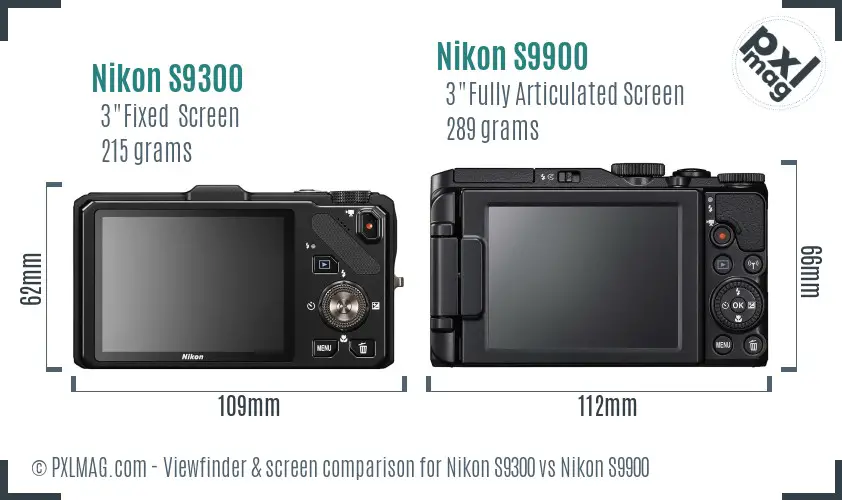 Nikon S9300 vs Nikon S9900 Screen and Viewfinder comparison