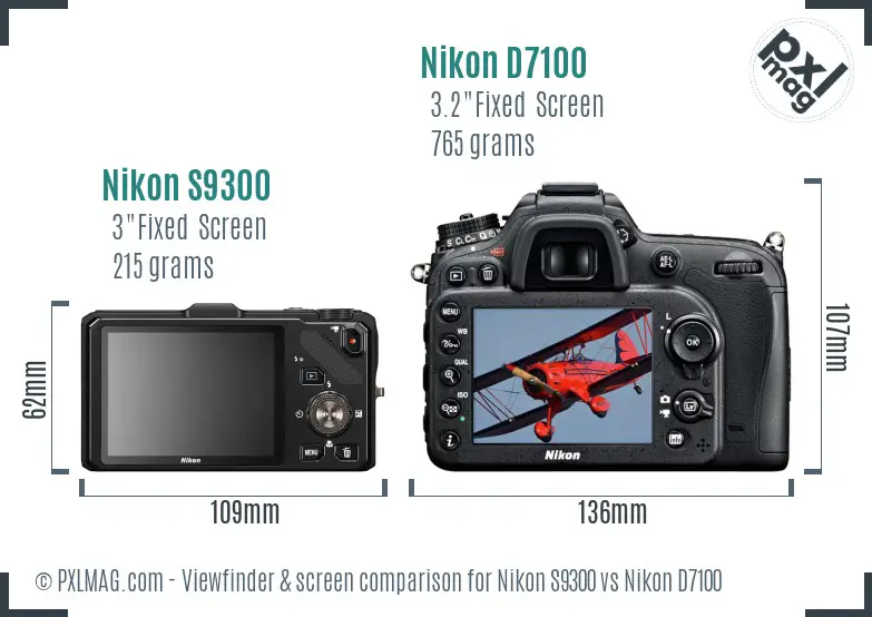 Nikon S9300 vs Nikon D7100 Screen and Viewfinder comparison