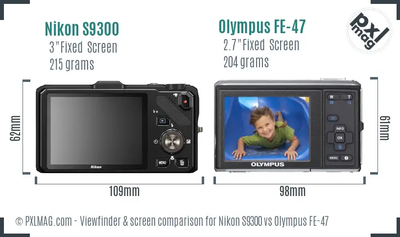 Nikon S9300 vs Olympus FE-47 Screen and Viewfinder comparison
