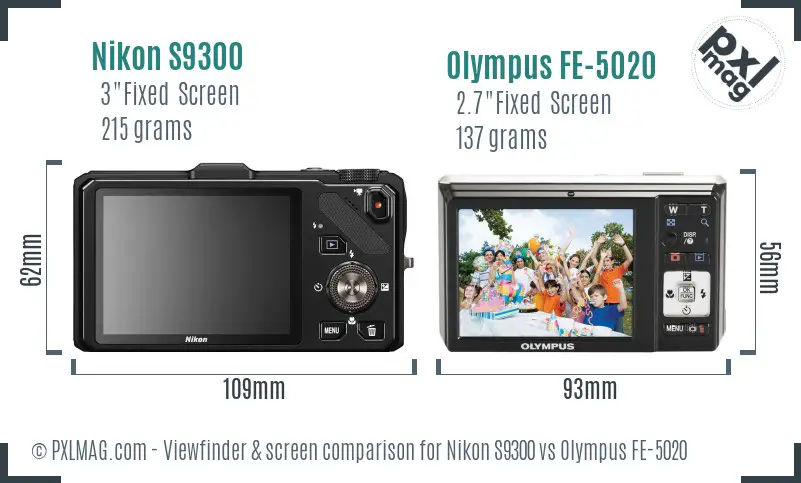 Nikon S9300 vs Olympus FE-5020 Screen and Viewfinder comparison