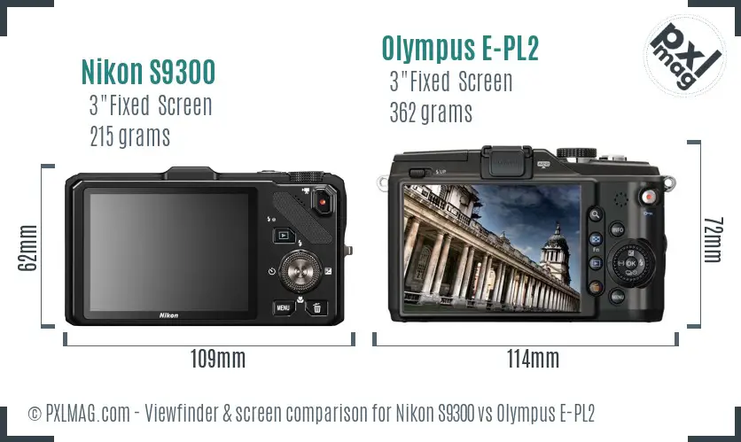 Nikon S9300 vs Olympus E-PL2 Screen and Viewfinder comparison