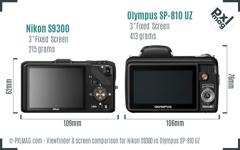 Nikon S9300 vs Olympus SP-810 UZ Screen and Viewfinder comparison Nikon S9300 vs Olympus SP-810 UZ Screen and Viewfinder comparison