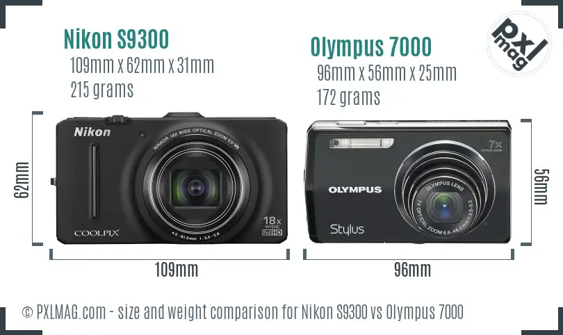 Nikon S9300 vs Olympus 7000 size comparison Nikon S9300 vs Olympus 7000 size comparison