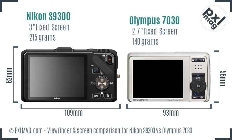 Nikon S9300 vs Olympus 7030 Screen and Viewfinder comparison