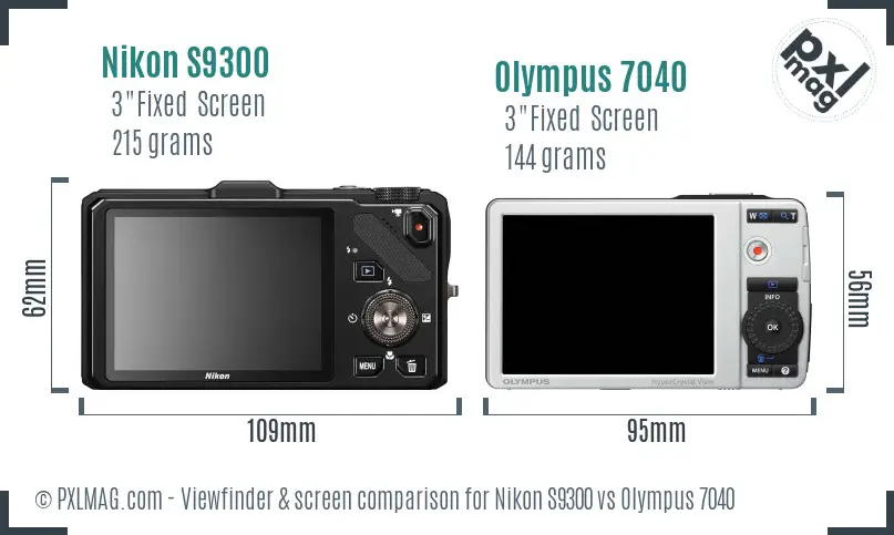 Nikon S9300 vs Olympus 7040 Screen and Viewfinder comparison