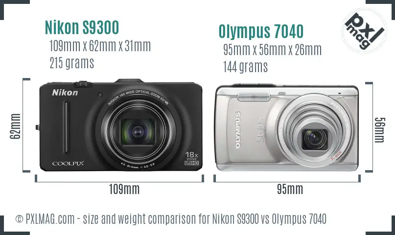 Nikon S9300 vs Olympus 7040 size comparison
