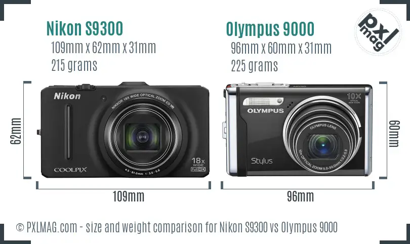 Nikon S9300 vs Olympus 9000 size comparison