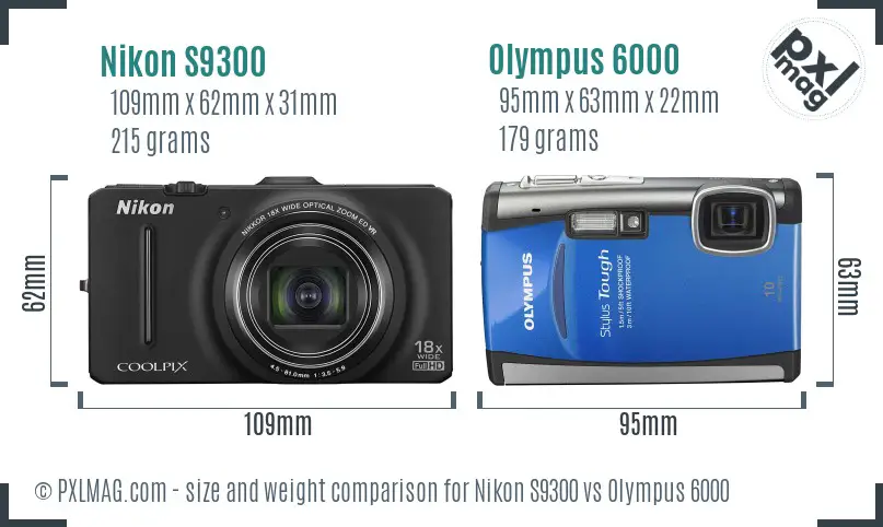 Nikon S9300 vs Olympus 6000 size comparison Nikon S9300 vs Olympus 6000 size comparison