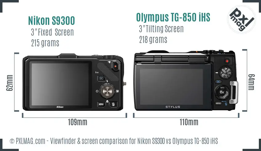 Nikon S9300 vs Olympus TG-850 iHS Screen and Viewfinder comparison