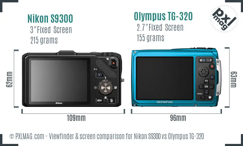 Nikon S9300 vs Olympus TG-320 Screen and Viewfinder comparison