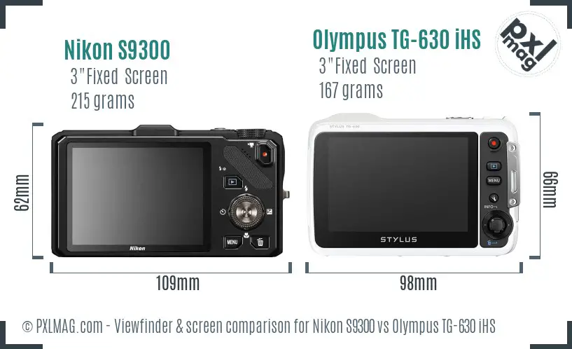 Nikon S9300 vs Olympus TG-630 iHS Screen and Viewfinder comparison