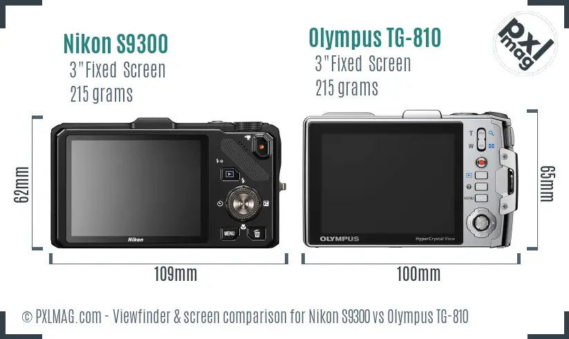 Nikon S9300 vs Olympus TG-810 Screen and Viewfinder comparison