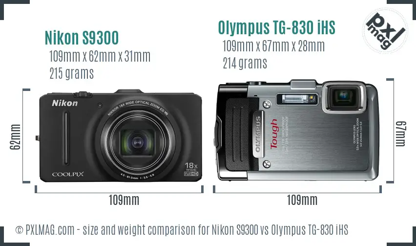 Nikon S9300 vs Olympus TG-830 iHS size comparison Nikon S9300 vs Olympus TG-830 iHS size comparison