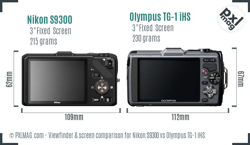 Nikon S9300 vs Olympus TG-1 iHS Screen and Viewfinder comparison