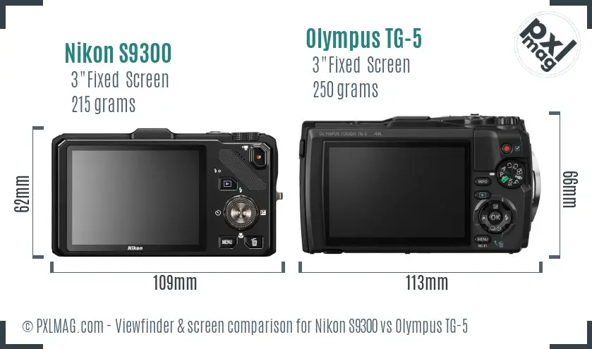Nikon S9300 vs Olympus TG-5 Screen and Viewfinder comparison