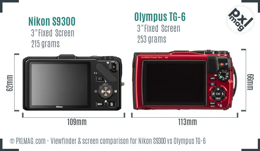 Nikon S9300 vs Olympus TG-6 Screen and Viewfinder comparison