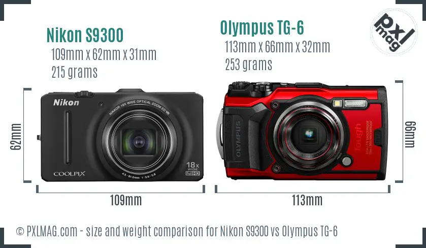 Nikon S9300 vs Olympus TG-6 size comparison Nikon S9300 vs Olympus TG-6 size comparison
