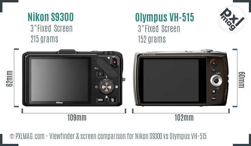 Nikon S9300 vs Olympus VH-515 Screen and Viewfinder comparison