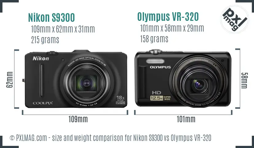 Nikon S9300 vs Olympus VR-320 size comparison Nikon S9300 vs Olympus VR-320 size comparison