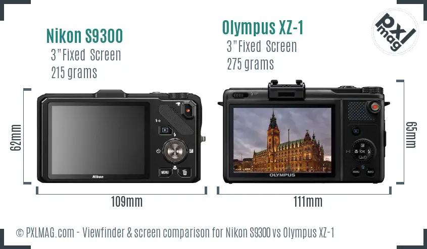 Nikon S9300 vs Olympus XZ-1 Screen and Viewfinder comparison