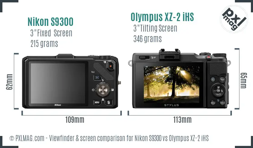 Nikon S9300 vs Olympus XZ-2 iHS Screen and Viewfinder comparison