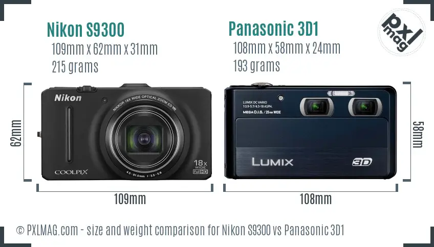 Nikon S9300 vs Panasonic 3D1 size comparison Nikon S9300 vs Panasonic 3D1 size comparison