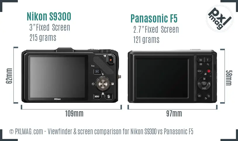 Nikon S9300 vs Panasonic F5 Screen and Viewfinder comparison