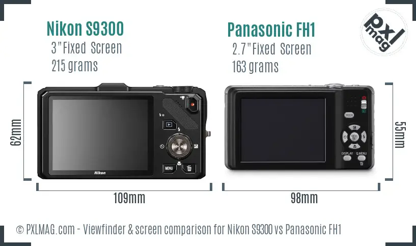 Nikon S9300 vs Panasonic FH1 Screen and Viewfinder comparison