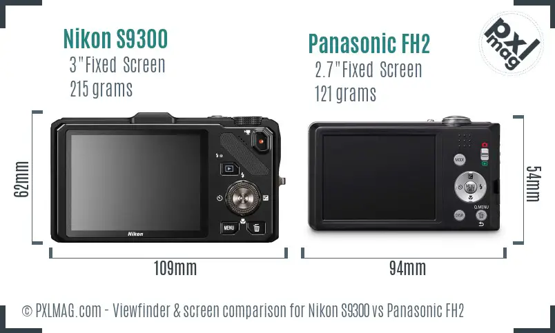 Nikon S9300 vs Panasonic FH2 Screen and Viewfinder comparison