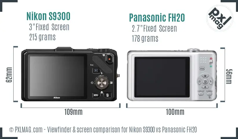 Nikon S9300 vs Panasonic FH20 Screen and Viewfinder comparison