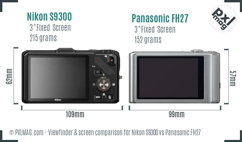 Nikon S9300 vs Panasonic FH27 Screen and Viewfinder comparison