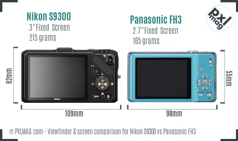 Nikon S9300 vs Panasonic FH3 Screen and Viewfinder comparison