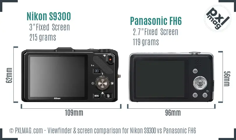 Nikon S9300 vs Panasonic FH6 Screen and Viewfinder comparison