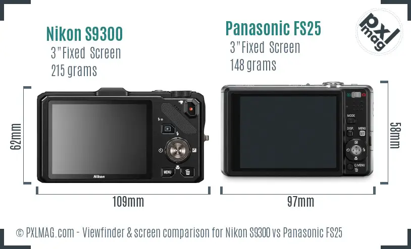 Nikon S9300 vs Panasonic FS25 Screen and Viewfinder comparison Nikon S9300 vs Panasonic FS25 Screen and Viewfinder comparison