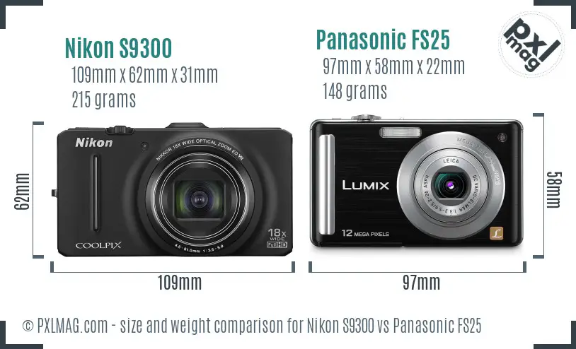 Nikon S9300 vs Panasonic FS25 size comparison Nikon S9300 vs Panasonic FS25 size comparison
