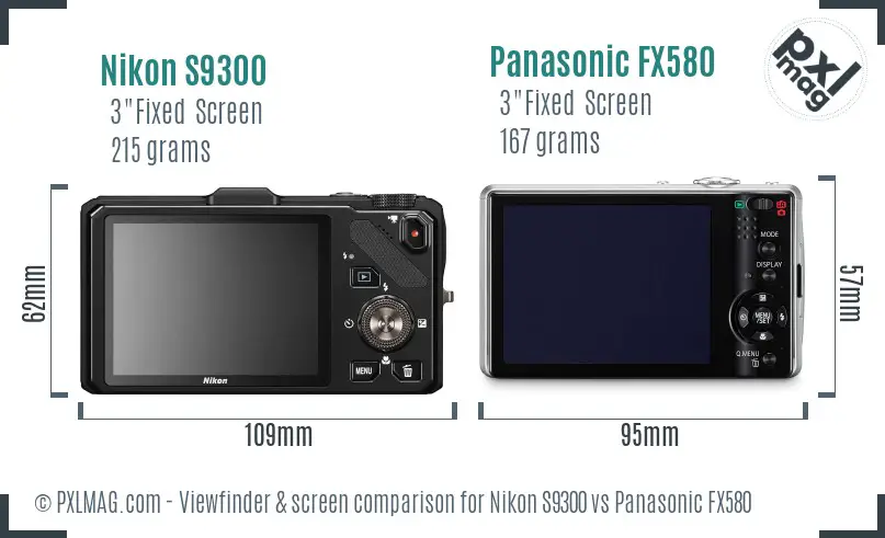 Nikon S9300 vs Panasonic FX580 Screen and Viewfinder comparison