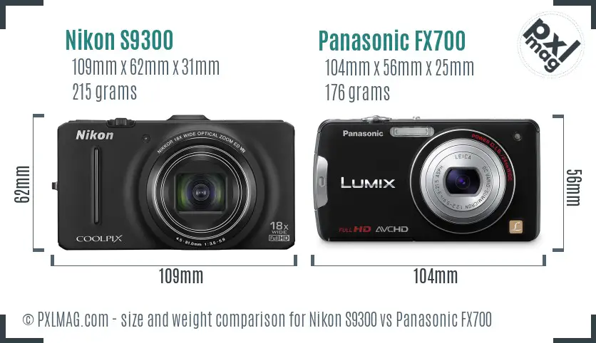 Nikon S9300 vs Panasonic FX700 size comparison Nikon S9300 vs Panasonic FX700 size comparison