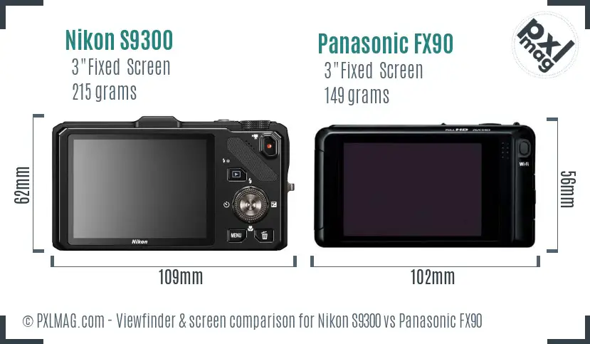 Nikon S9300 vs Panasonic FX90 Screen and Viewfinder comparison