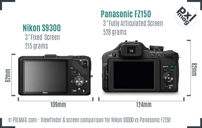 Nikon S9300 vs Panasonic FZ150 Screen and Viewfinder comparison Nikon S9300 vs Panasonic FZ150 Screen and Viewfinder comparison