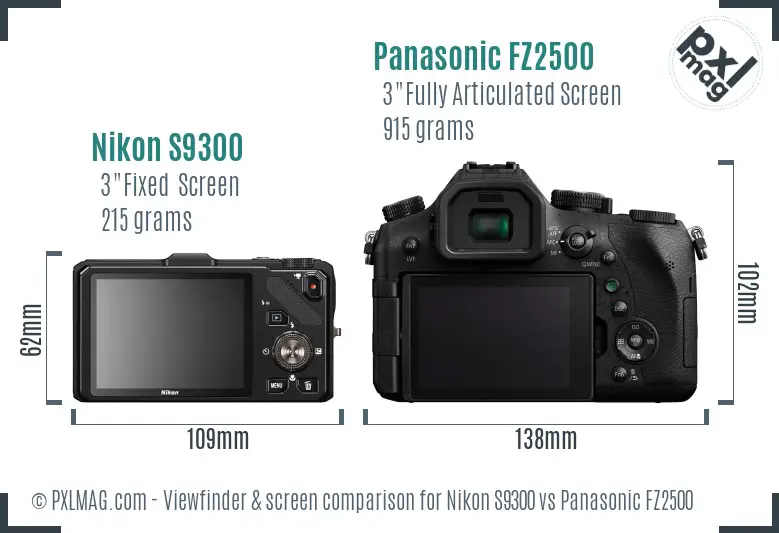 Nikon S9300 vs Panasonic FZ2500 Screen and Viewfinder comparison
