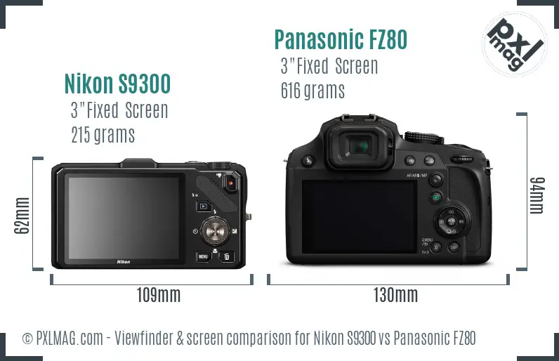 Nikon S9300 vs Panasonic FZ80 Screen and Viewfinder comparison