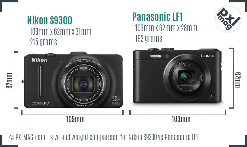 Nikon S9300 vs Panasonic LF1 size comparison
