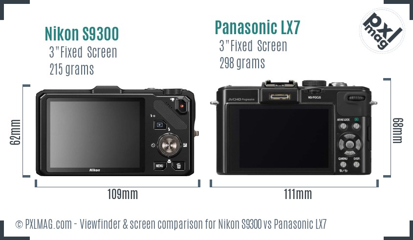 Nikon S9300 vs Panasonic LX7 Screen and Viewfinder comparison