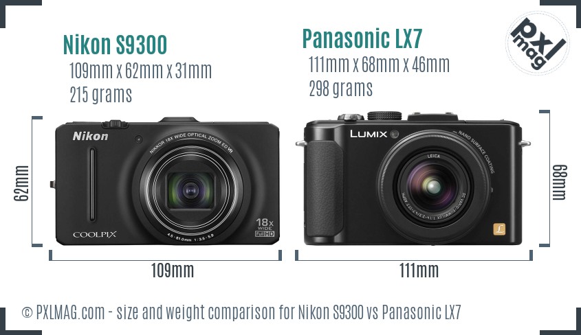Nikon S9300 vs Panasonic LX7 size comparison Nikon S9300 vs Panasonic LX7 size comparison