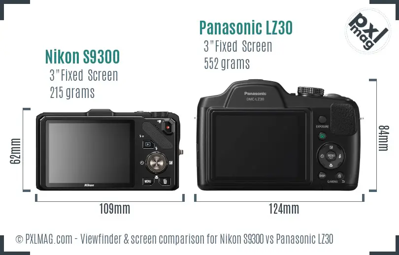 Nikon S9300 vs Panasonic LZ30 Screen and Viewfinder comparison Nikon S9300 vs Panasonic LZ30 Screen and Viewfinder comparison